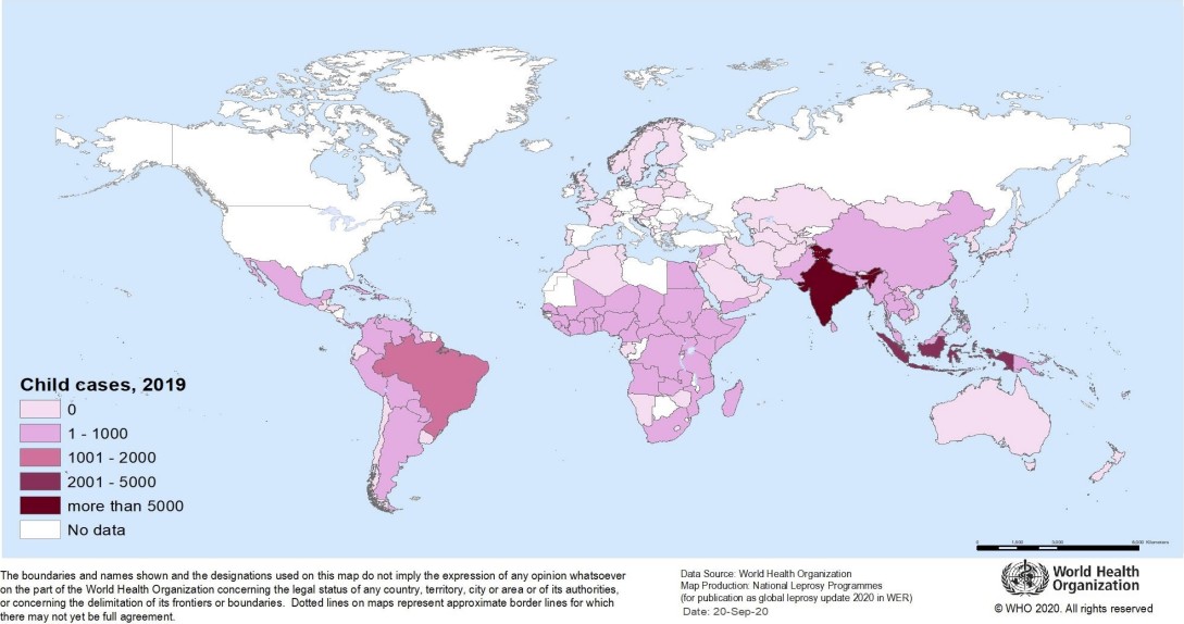 World distribution of Leprosy leprosy-2019